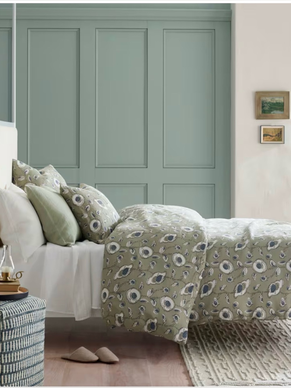 Garnet Hill Astoria Queen Floral Relaxed Linen Duvet + 2 Standard Shams